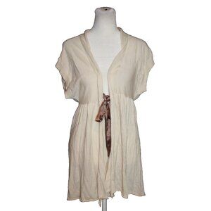Victoria's Secret Ivory W/ Brown Belt Tie Front Women Size Small Babydoll Robe